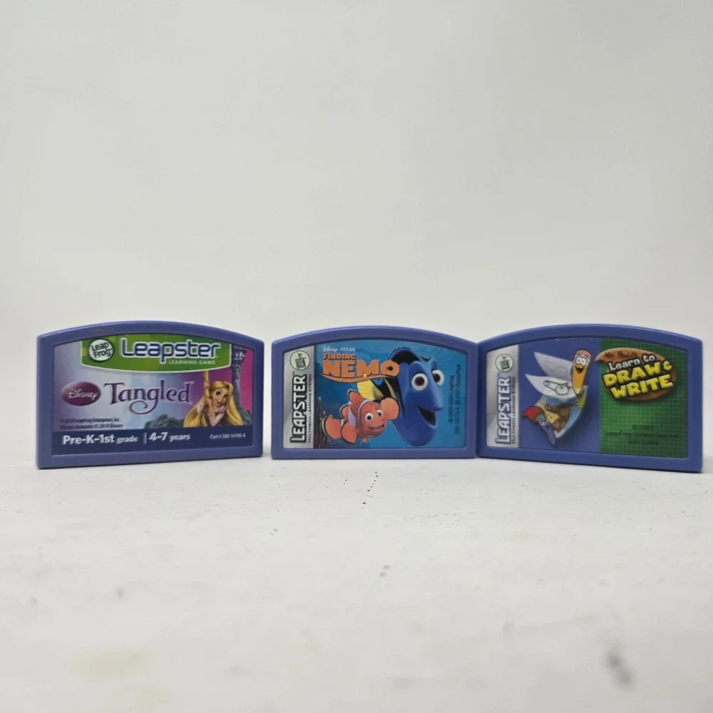 LeapFrog Leapster Game Lot Disney Tangled Finding Nemo Mr Pencil Learn to Draw